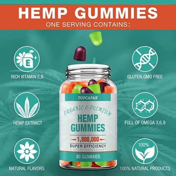 Natural Hemp Gummies High Potency, Best Restful Cbdmd Cbdfx CBS CDB Gummy for Adults Low Sugar Candy Zero ÇBD Oil Gummies - Image 5