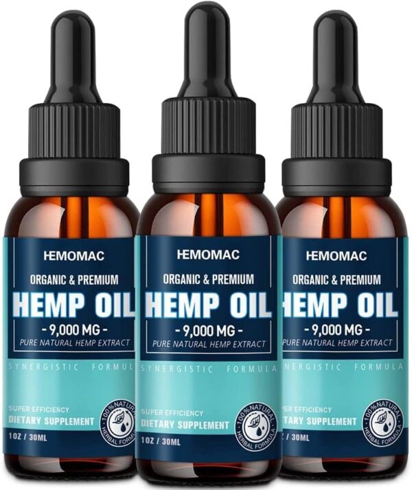 (3 Pack) Hemp Oil High Potency - Maximum Strength Natural Hemp Drops- Relax, Sleep, Stress, Calm - Organic Tincture with Vegan, Non-GMO - Grown & Made in USA