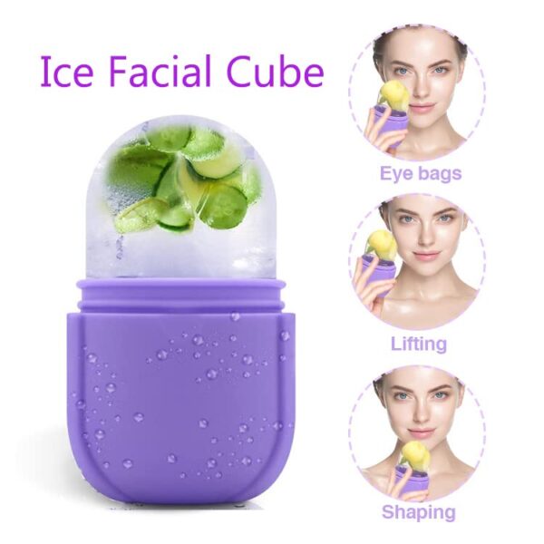 IMEASY Ice Roller for Face and Eye, Upgrated Ice Face Roller,Facial Beauty Ice Roller Skin Care Tools, Ice Facial Cube, Gua Sha Face Massage, Silicone Ice Mold for Face Beauty (Purple) - Image 2