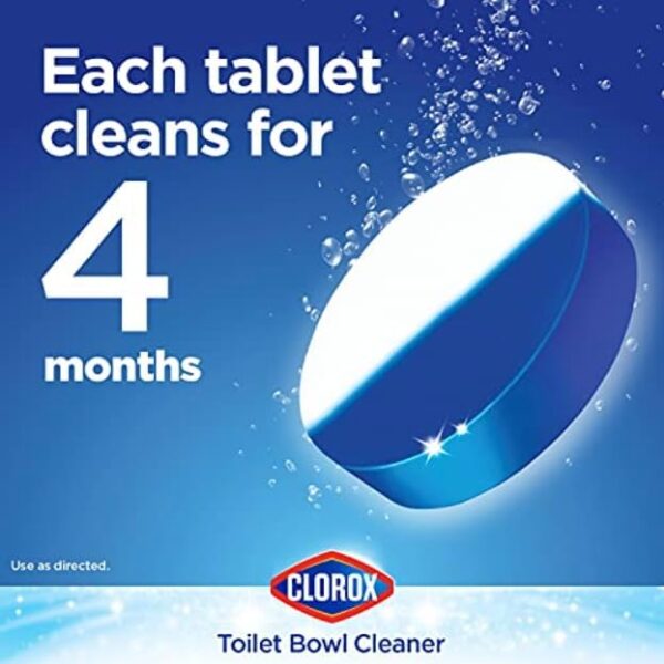 Clorox Ultra Clean Toilet Tablets Bleach & Blue, Rain Clean Scent 2.47 Ounces Each, 4 Count (Package May Vary) - Image 5