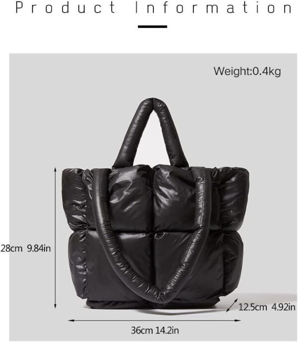 ZOSIVEB Large Puffer Tote Bag Winter Soft Puffer Down Padding Shoulder Bags Trendy Luxury Quilted Padded Handbags for Women - Image 5